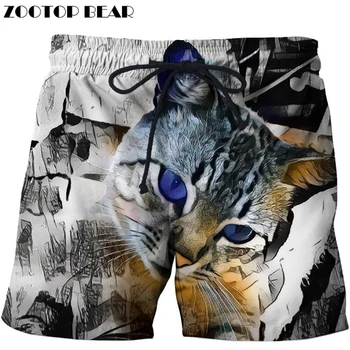 

Harajuku Cat 3D Prin Men Shorts Plus Size Breathable Beach Brand Clothing Loose Homme Shorts Quick Dry Polyester Trousers Drop