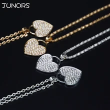 

Alloy Micro inlay Crystal Gold Silver Heart Lock Necklace For Women riverdale Lover Pendant collares Jewelry Love For Couples