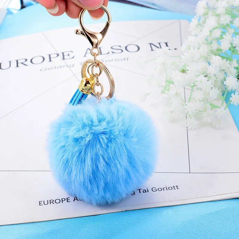 

Hot sale Tassel Pompom Car Key Ring Pendant Fur Ball Keychain Rabbit Fur Plush Fur Key Chian POM POM Keychain