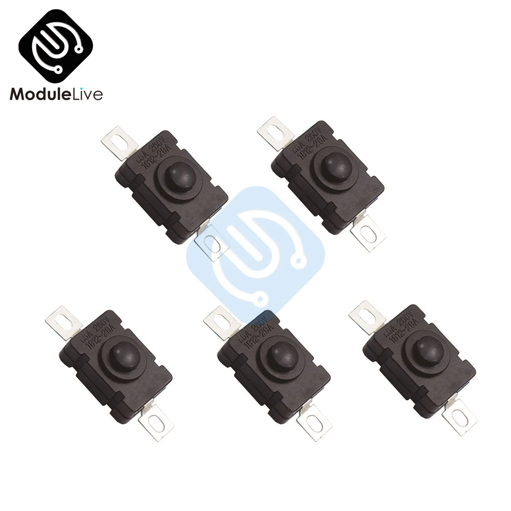 5 PCS 18*12 MM 18*12 MM 18X12 MM KAN El Feneri Anahtarı 1.5A 250VAC Öz kilitleme Yama Tipi basmalı düğme anahtarı Tiny Anahtarları KAN-28