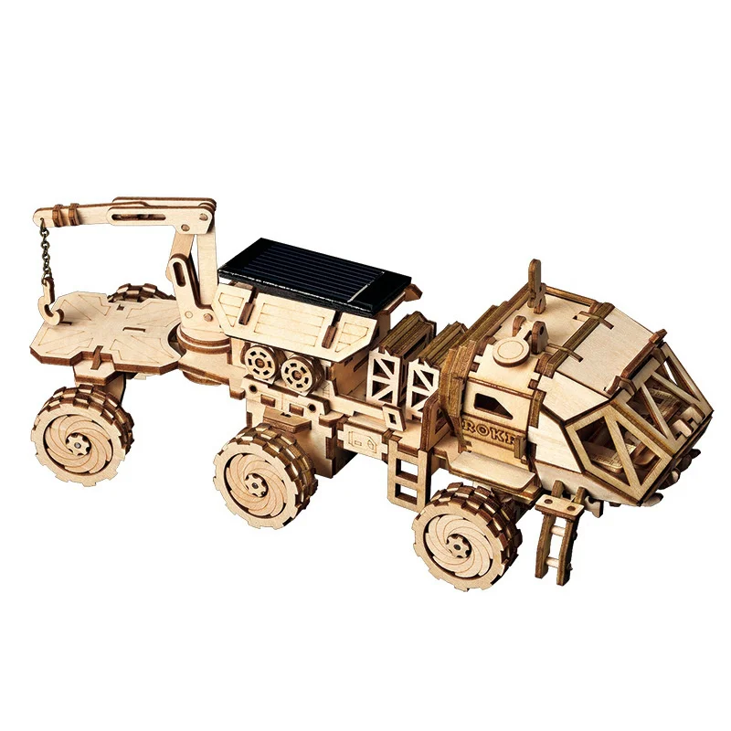 

Robotime Moveable Discover Rover Solar Energy Toy 3D DIY Laser Cutting Wooden Model Building Kit Gift for Children Adult LS504