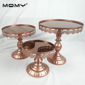 

Mirror Top Cake Stand, Modern Round Metal Wedding Birthday Party Dessert Cupcake Display Pedestal
