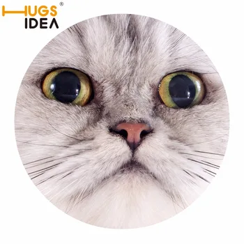 

HUGSIDEA 3D Cat Face Round Carpet Tapetes Floor Mat for Living Room Kids Boy Bedroom Chair Circular Mat Bath Rugs Home 60X60CM
