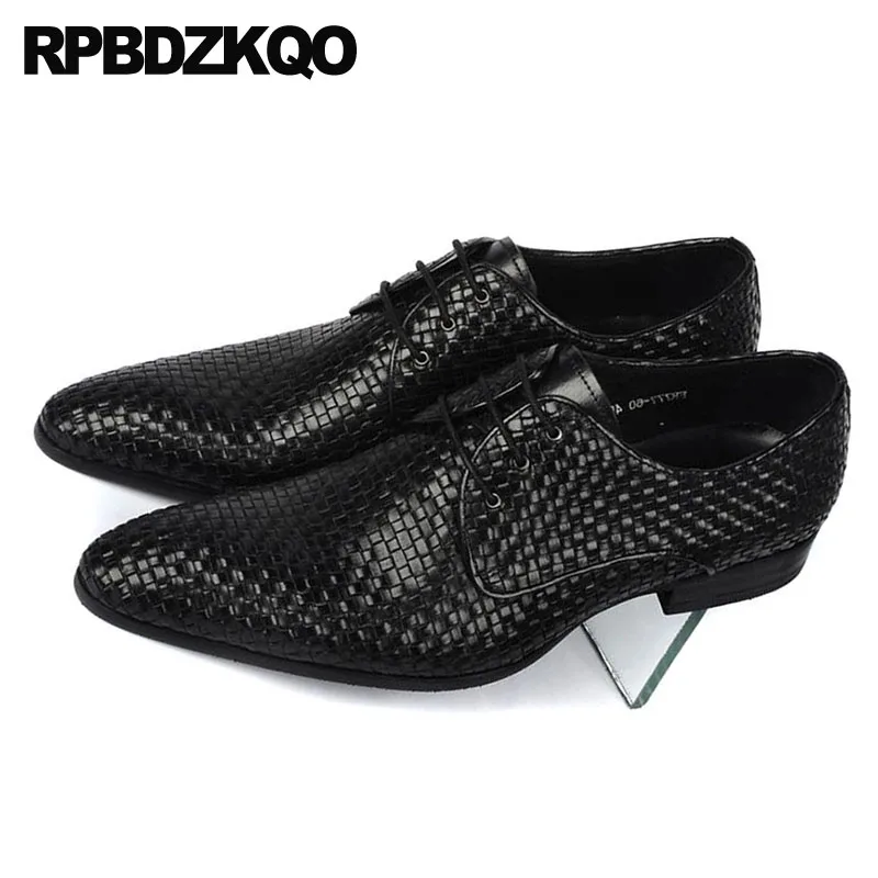 La Italien Italie Taille Rouge Oxfords Noir Européenne Robe Plus Chaussures Tissé Formelle Tressé Noir Bourgogne En Pointu Cuir Véritable Hommes vin Bout pqITq