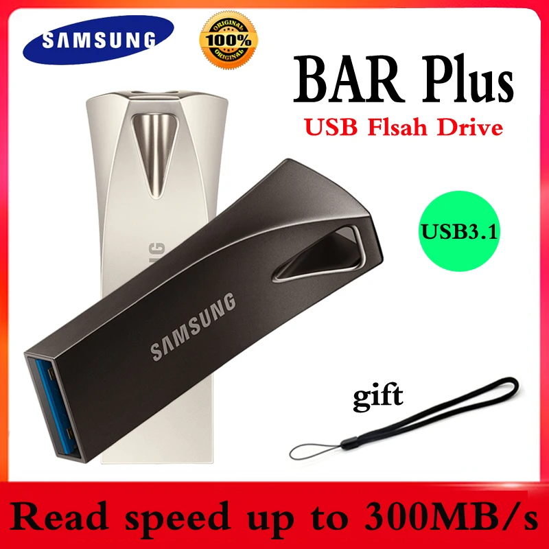 SAMSUNG BAR plus USB флэш-накопитель 128 ГБ 256 ГБ 64 Гб оперативной памяти, 32 Гб встроенной памяти, USB флэш-накопитель 3,1 флеш-накопитель 300 МБ/с. флэш-накопитель usb флэш-память 3,0 USB Стик