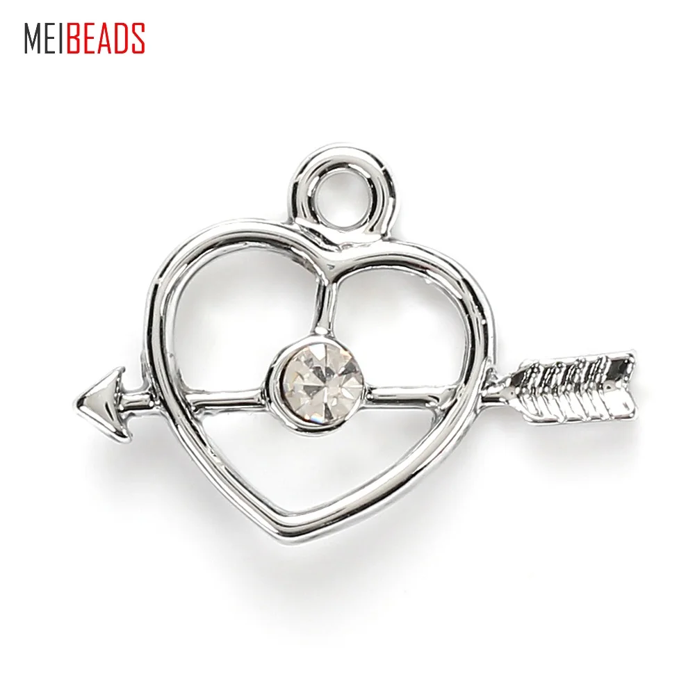 

MEIBEADS Vintage Alloy Rhodium Heart Cupid's Arrow Earring Charm For Bracelet & Necklace Jewelry Hand Making Accessories EY5104