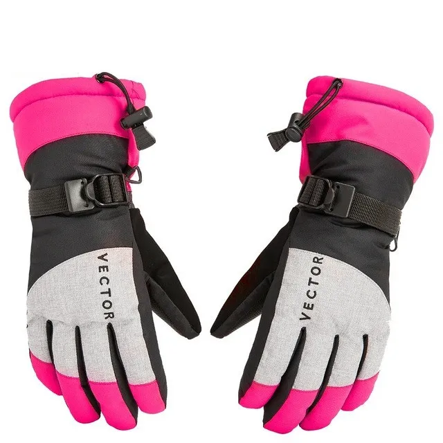 Ветрозащитные водонепроницаемые мужские и женские лыжные перчатки для сноуборда, снегоходы, мотоциклетные зимние перчатки, зимние перчатки унисекс - Цвет: Rose