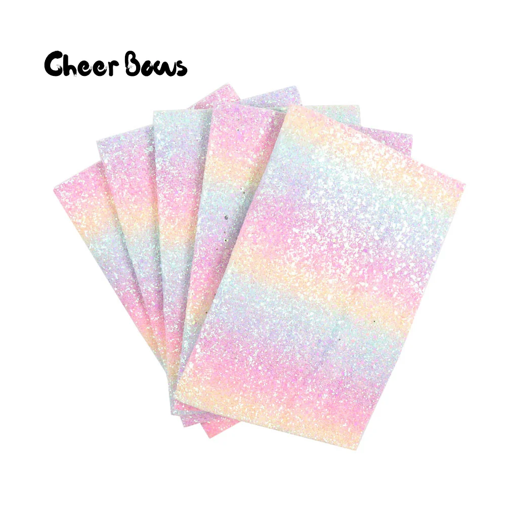 FROSTED RAINBOW CHUNKY GLITTER FABRIC SIZE A4 BOWS//CRAFTS CHOICE