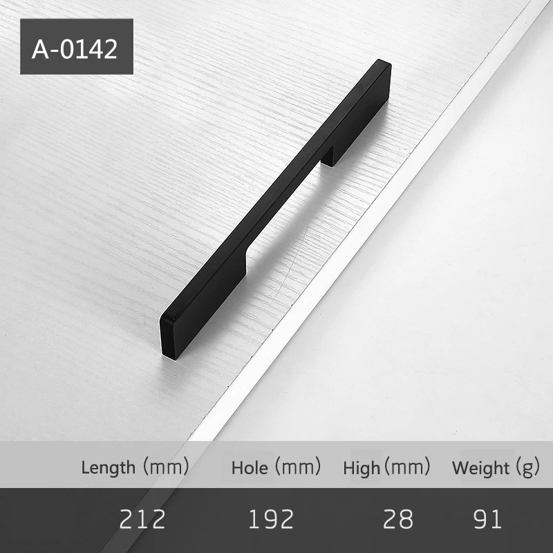 Черные/Золотые скрытые ручки для шкафа алюминиевые кухонные ручки для выдвижных ящиков мебель для спальни дверь длинная ручка фурнитура - Цвет: A-0142-192