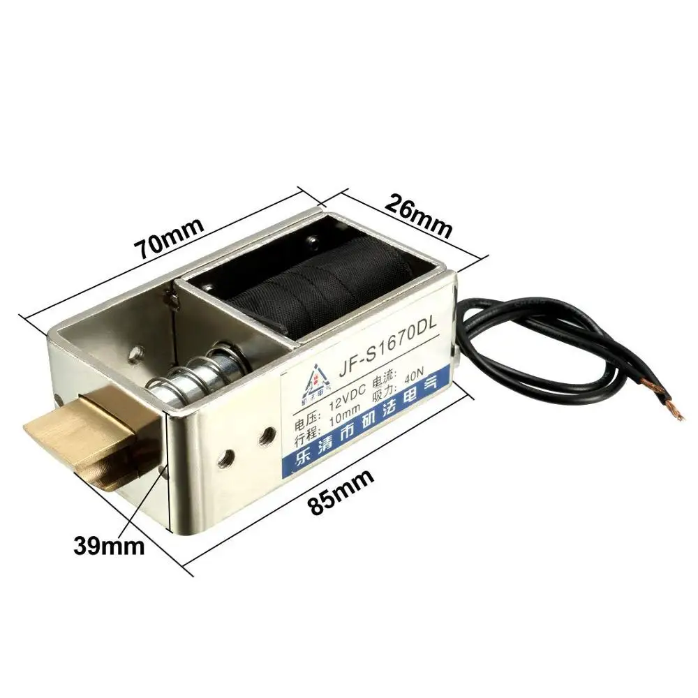 JF-S1670DL DC 12V / 24V 400mA 40N 10mm Pull Type Open Frame Linear Motion Solenoid Electromagnet | Обустройство дома