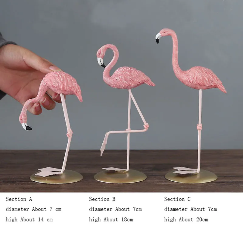 Flamingo Decoration Cute Animal Shaped Resin Metal Ornament Tabletop Decoration Living Room Bedroom Home Garden Yard Decoration (2)
