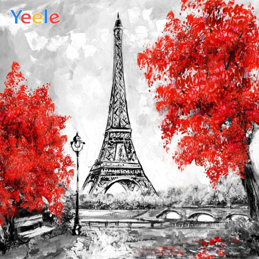 

Yeele Romantic Paris City Landscape Backdrops For Photographic Photo Studio Grey Red Tree Style Backgrounds For photography girl