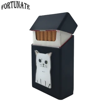 

New Cat Badge Silicone Cigarette Box Cigarette Case Cover Smoking Accessories 20 Cigarettes Box Cigarette Holder Tobacco Box