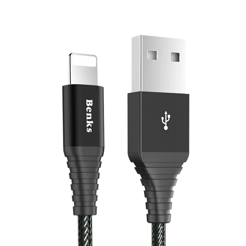 

Benks Nylon Lighting To USB Data Cord Charger Cable 8 Pin For iPhone 8 7 6s 6 Plus X 10 5 5s SE Fast Charging Cables Line 1.2M