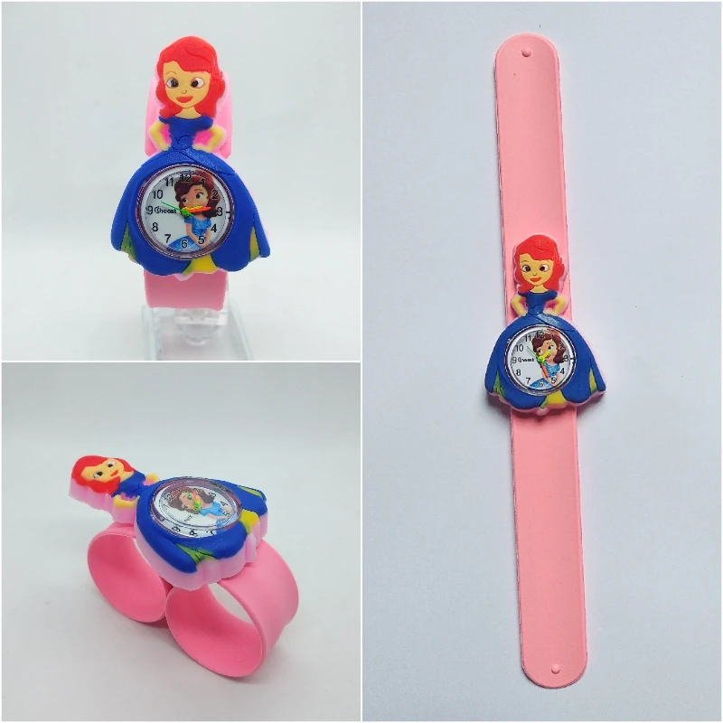 Детские часы принцессы с героями мультфильмов для девочек модные резиновые детские часы с ремешком для девочек детские часы в подарок на Рождество Детские часы Relogio Infantil - Цвет: Dress princess pink