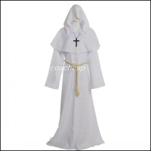 Free Shipping White Medieval Monks Costume Monk Robe Costume Wizard Costume Christian Costume on