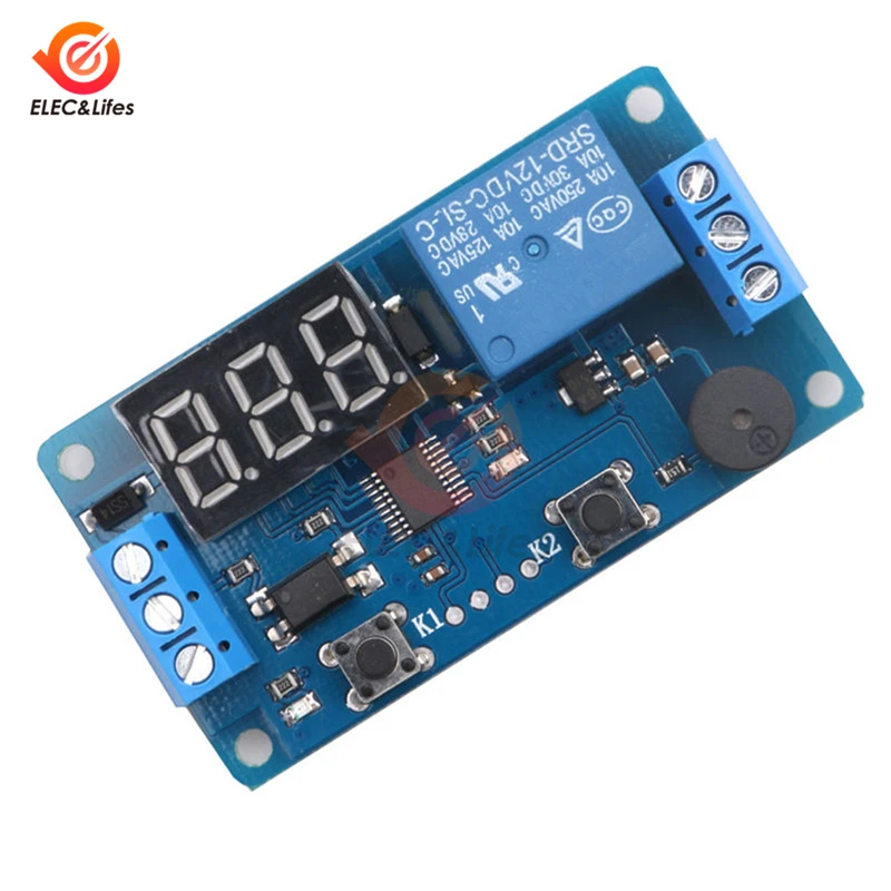 

DC 12V LED Digital Time Delay Relay Module Board Timer Cycle Relay Control Switch Trigger Timing Board PLC Automation Car Buzzer