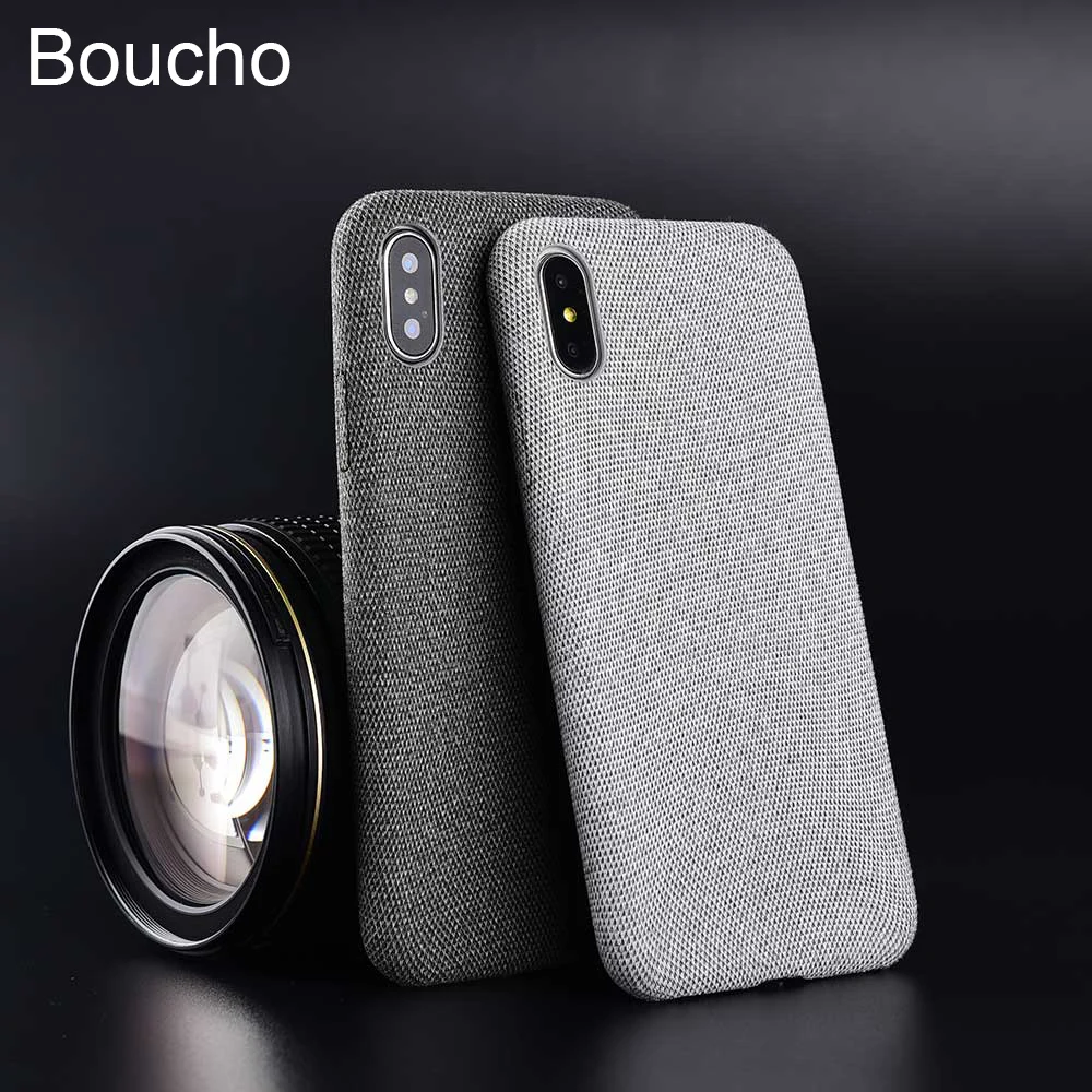 

Boucho Cloth Texture Phone Case for iPhone 6 6S Plus 7 8 Plus 8plus Shockproof Bumper Phone Case for iPhone XS Max XR XS X Coque