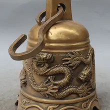1" Китайский Тибет Буддизм Бронзовый Фэншуй Дракон Храм Колокол Чжун Скульптура