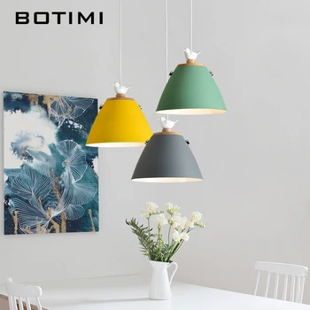 

BOTIMI Nordic LED Pendant Lights WIth Bird Deco For Dining Room Lampadario Modern Metal Cord Pendant Lamp