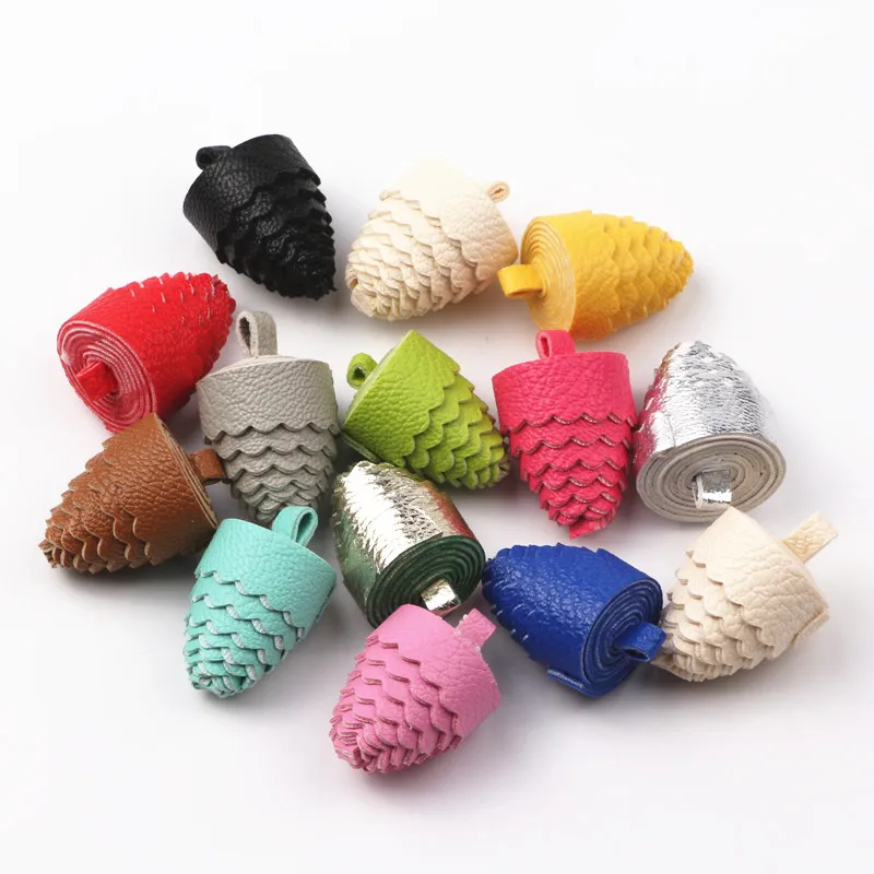 30pcs/lot PUPine Nuts Design Tassel For Keychain Cellphone Straps Jewelry Charms 35mm Diy Bag Tassels Pendant Accessories