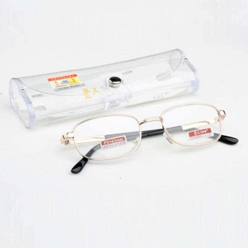 

Optical Glass Reading Glasses Metal Full Frame Diopter+1.0 to +6.0 Women Men Eyewear Presbyopia Glasses With Case PD=60-66CM