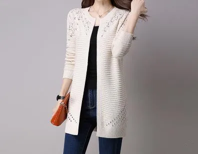 

Spring and Summer 2019 New Women's Middle and Long Knitted Sweaters with Shawls and Slim Sweaters with Loose Hollow Outerwear