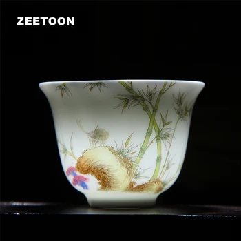 

75ml Jingdezhen Boutique Ceramic Famille Rose Porcelain Flower God Teacup Vintage Master Cup Kung Fu Tea Set Gentleman Tea Cup