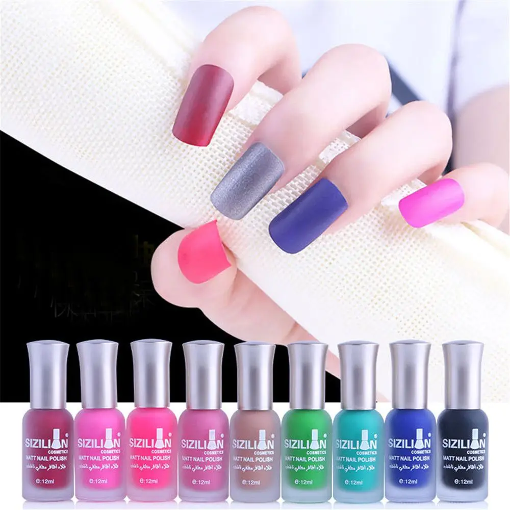 

Satin Matte Nail Polish Mirror Long Lasting Nail Art Varnish Dull 40 Colors 12ml Quick Dry Satin Frosted Bottle Nail Gel New