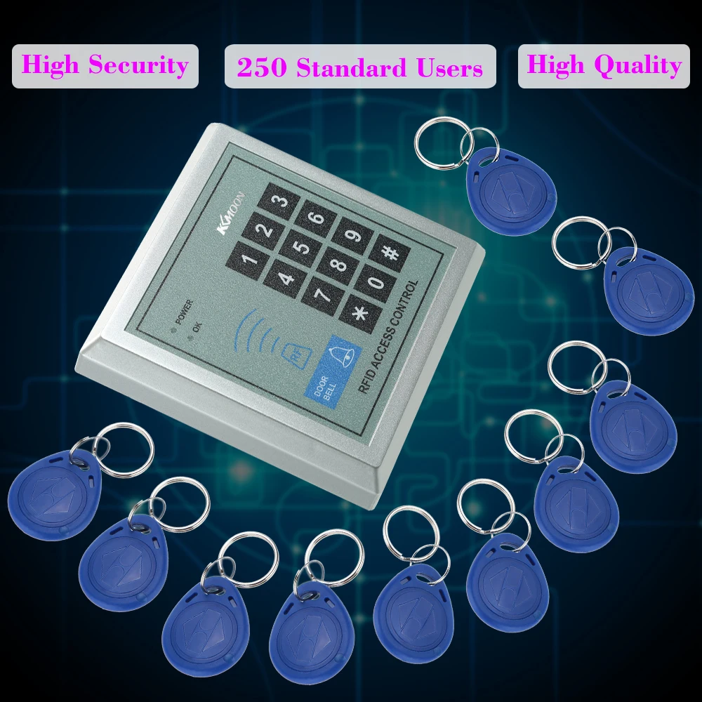

KKmoon 125KHz RFID Door Access Control System Home Security RFID Proximity Entry Door Lock With 10 pieces RFID Key Fobs