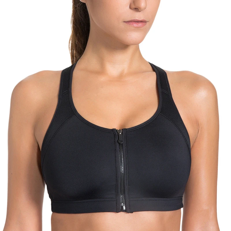 

Women's Racerback Tech Pro Active Bra Zipper Front Wire Free Non Padded Underwear Medium Support Bra Lingerie S~XXL