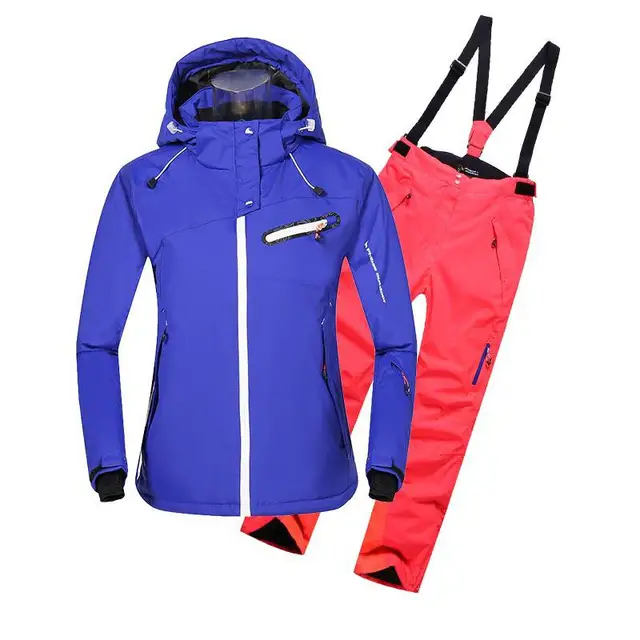 Ladies Windbreaker Outdoor Winter Sport Skiing Snowboard Cotton Padded Waterproof Jacket Snow Pants Ski Suit Snowboarding Set