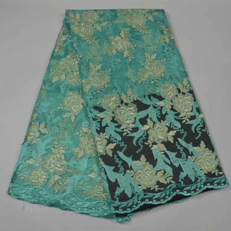 

African Embroidery Lace Fabric High Quality Lace Fabric 2018 New design with Beaded for man or women garment free shipping -30