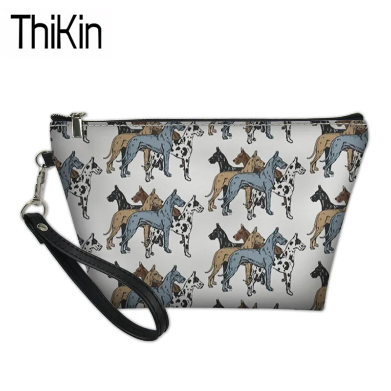 

THIKIN Women Great Dane Printing Cosmetic Cases Ladies Portable Travel Necessity Wash Kit Bags for Female Make Up Box Sac A Dos
