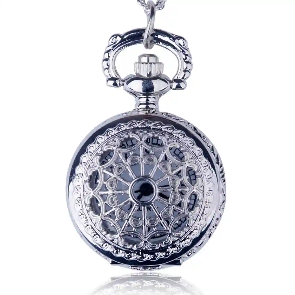New-Arrive-Small-Size-Black-Spider-Web-Pocket-Watch-Necklace-For-Xmas-Gift-Steampunk-Fob-Watch
