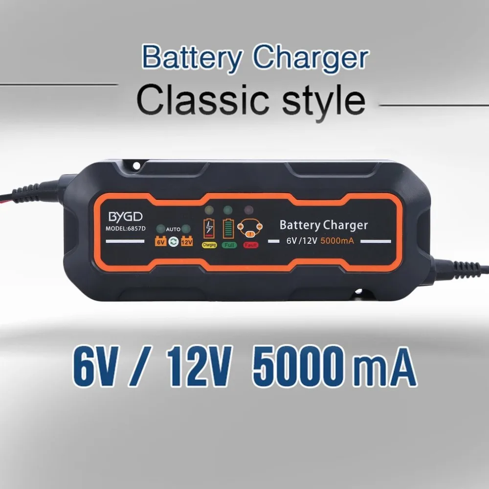 

6V 12V 5A Smart Car Battery Charger Automatic Motocycle E-Bike Battery Charging Device Durable Vehicle Boat Bicycle Power Tools