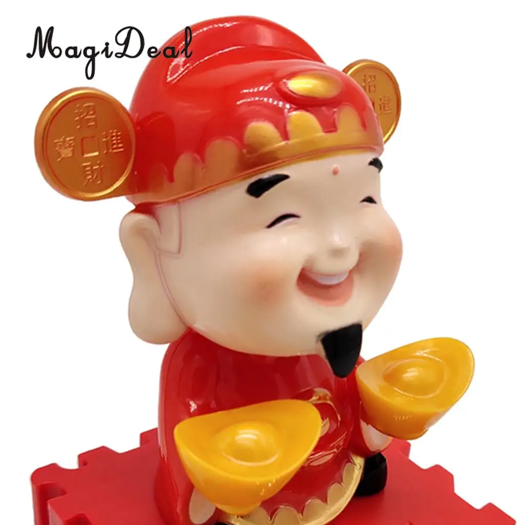 Solar Power Dancing God of Wealth & Fortune Model Swing Figure Statue Figurine Kid Science Toy Xmas Gift Home Car Desk Decor #B