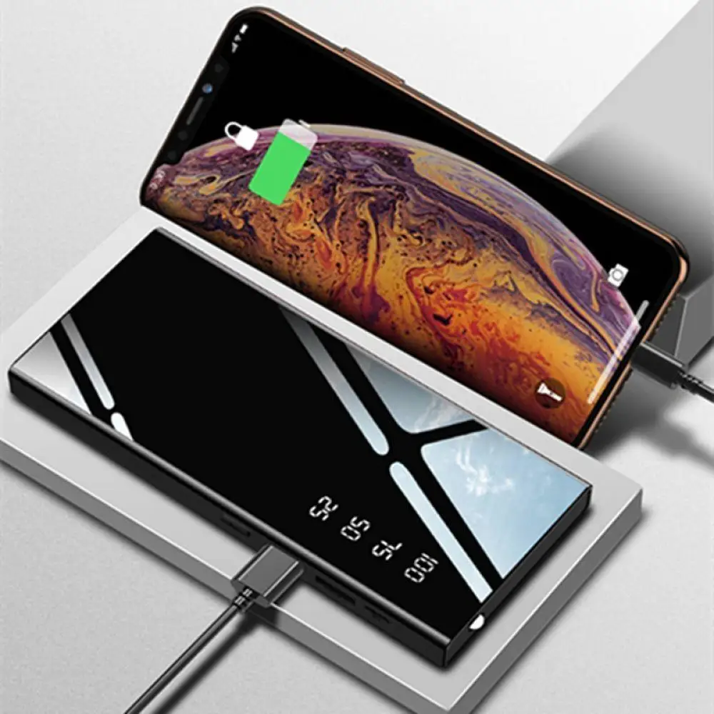 

For Xiaomi MI iPhone X Note8 Mirror Power Bank 30000mah External Battery Pack LCD Portable Mobile Phone Charger Powerbank