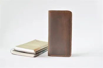 

ALAVCHNV handmade long men's first layer of leather original retro wallet crazy horse driving license package C37