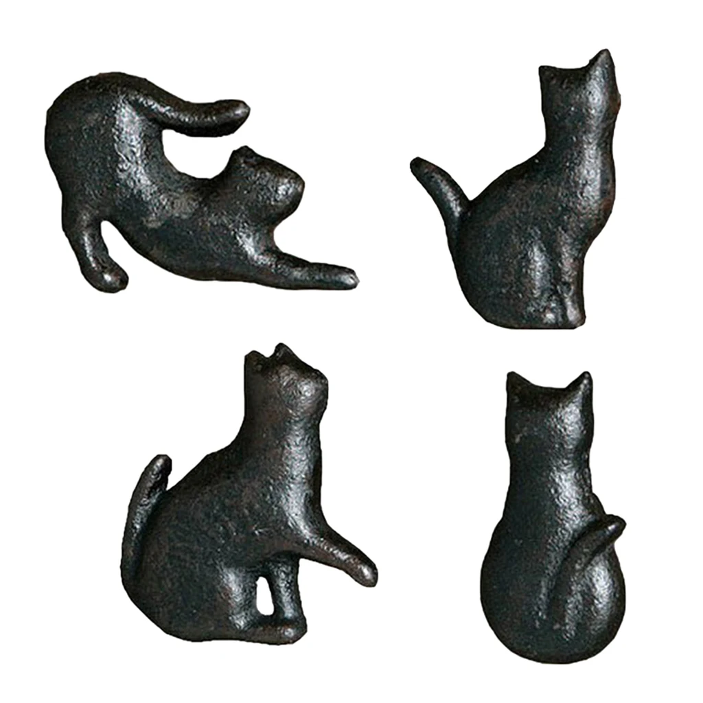 Cast Iron Matt Black Cat Shaped Cupboard Drawer Knob Kitchen Cabinet Door Pull Knobs with Screws