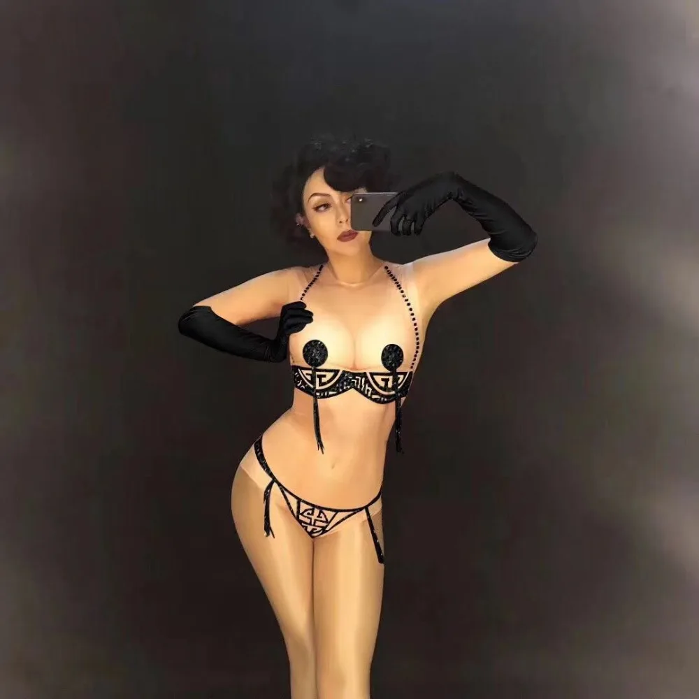 

2019 Women New Rhinestone Sparkling Tassel Sexy Shining Bodysuit Party DJ Female Singer Clothing Bar DS Performance Outfit Stage