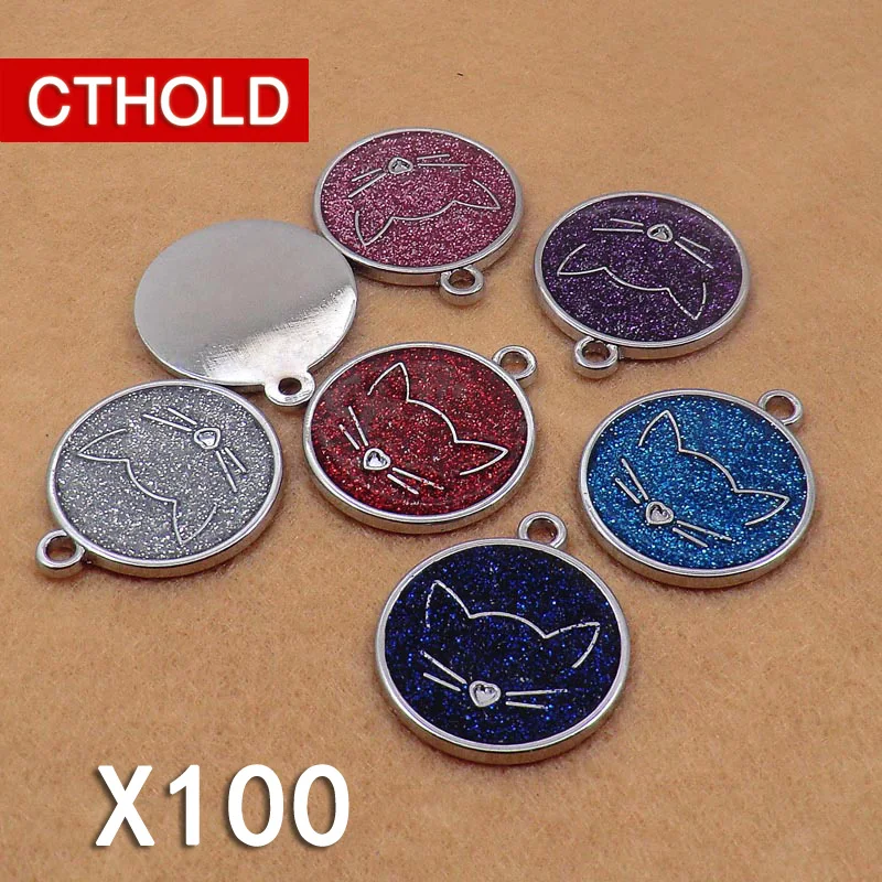 

Wholesale 100pcs New Pet ID Tags Puppy Cat Personalize Cute Animal Cat Pattern ID Tags Bright Color Size25*25mm Collar Accessory