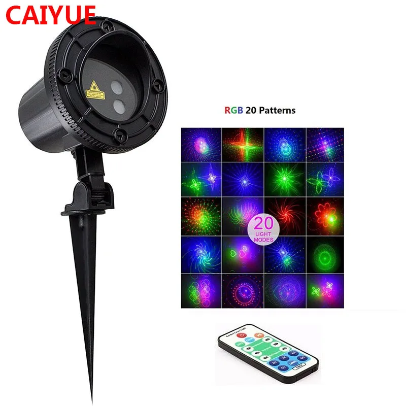 

Christmas RGB 20 Patterns Laser Projector RF Remote Red Green Blue Showers Lights Outdoor Waterproof IP65 Xmas Garden Landscape