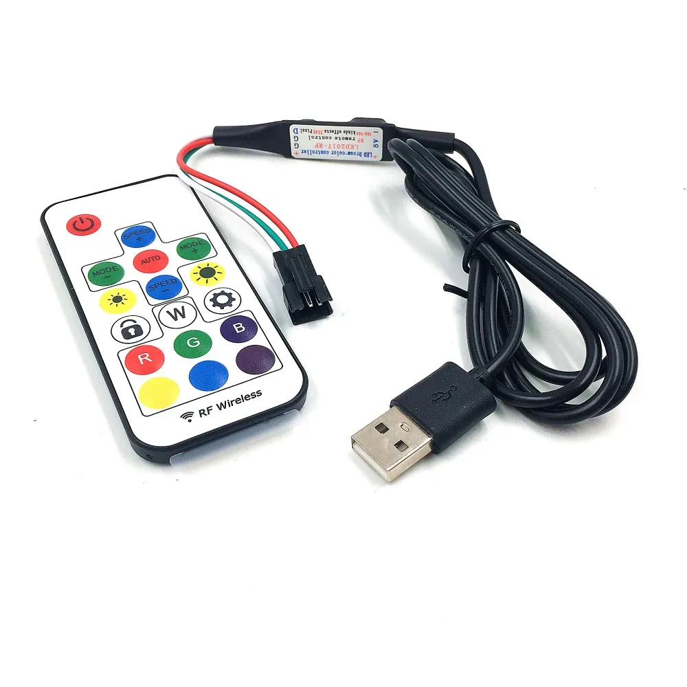 

17Key USB Connect Cable for 5V 3 Pin WS2811 RGB Digital LED Pixel Strips with Button Controller LED dream-color Connector