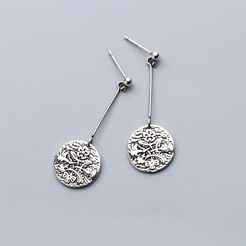Vintage Portrait Disc Long Dangle Earrings for Women Minimalist Drop Geometrical Round Angel Coin Earrings Jewellery Bijoux 2019 (2)