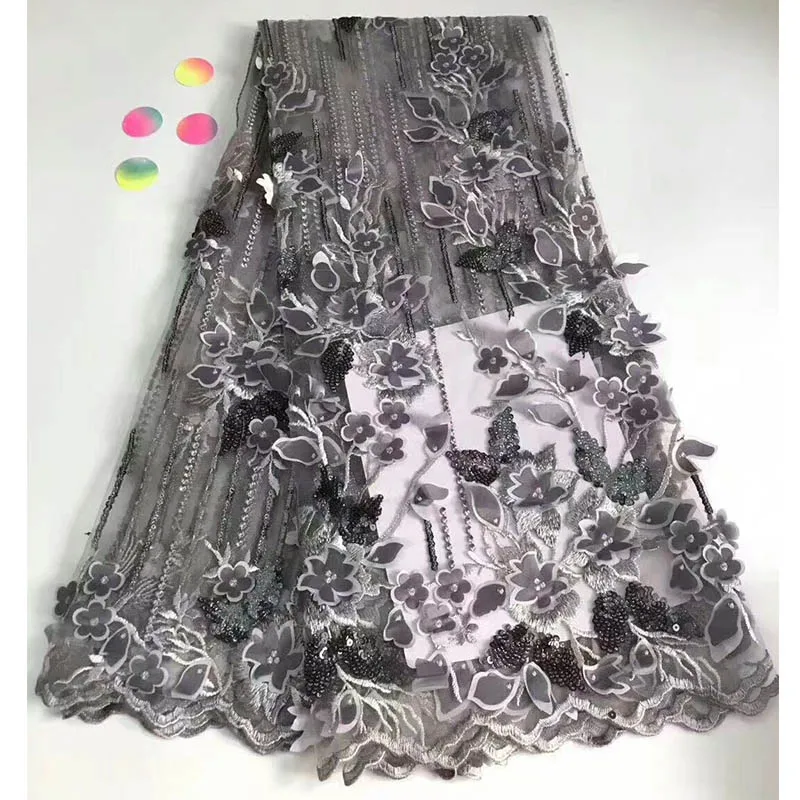 Nigerian Lace Fabrics For Wedding 2018 African Fabric Hand Made With Beads High Quality Gold Embroidery French FJ10246 | Дом и сад