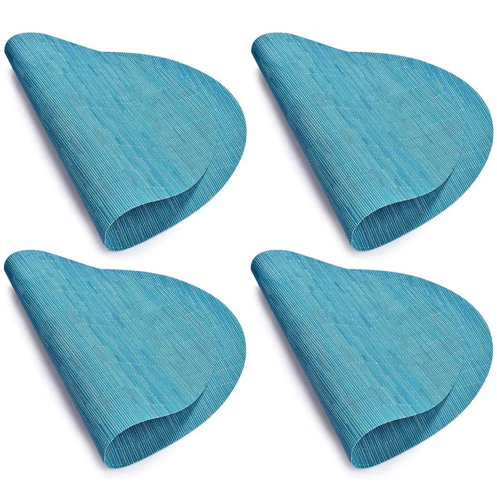 

Set Of 4 Placemats Heat-Resistant Table Mats Anti-Slip Dinner Place Mat Pvc Wvmen Kitchen Table Decoration Mats Washable (Blue