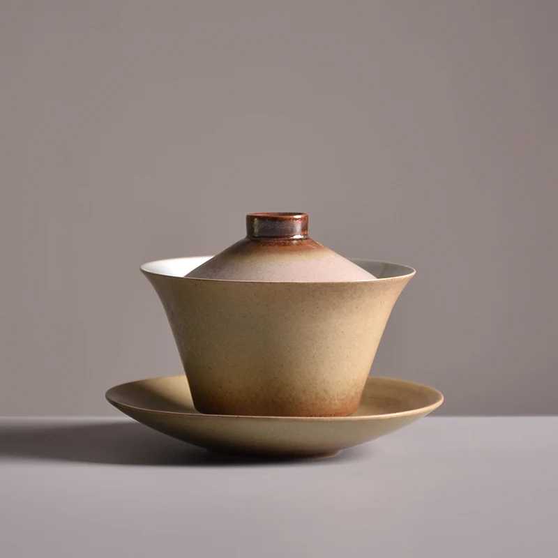 TANGPIN керамический чайник gaiwan чашка керамическая чашка для чая Китайский Чайный набор кунг-фу 100 мл - Цвет: Коричневый