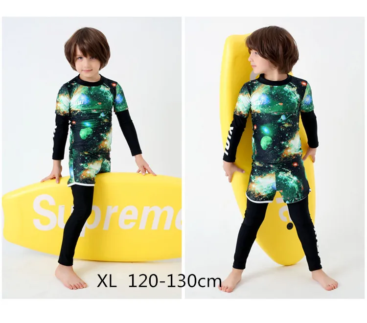 XL 120-130cm Ins/купальник с длинными рукавами для мальчиков из 2 предметов, детский солнцезащитный купальный костюм, брюки с длинными рукавами, пляжная одежда, YZ19070 - Цвет: XL 120-130cm