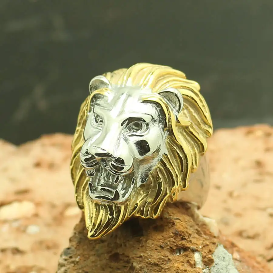 buy 316L Stainless Steel Cool Golden amp; Silver Lion King Punk Gothic Ring